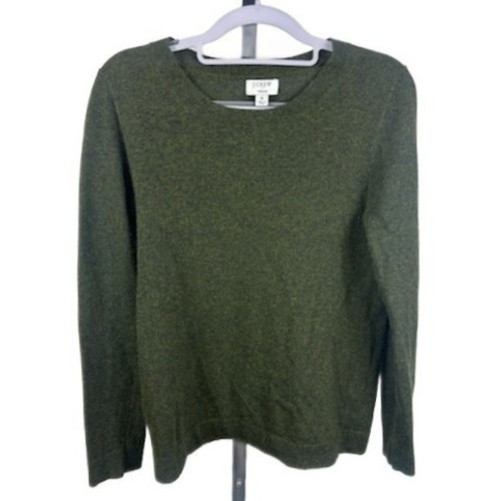 J.Crew Teddie Crewneck Sweater Women's Size Small Green Marl Wool Blend